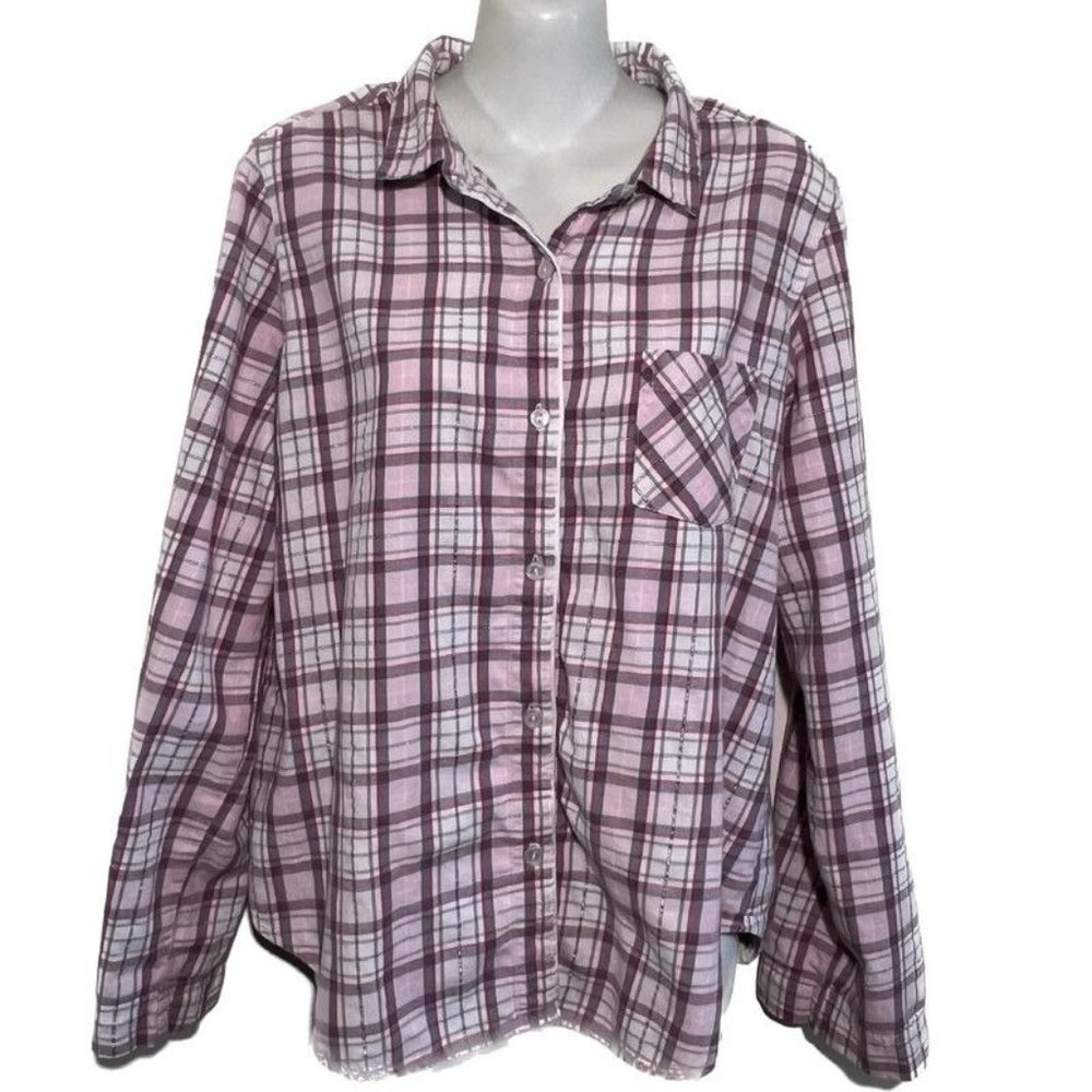 Victoria Secret Pink Plaid Button Down Shirt/Top